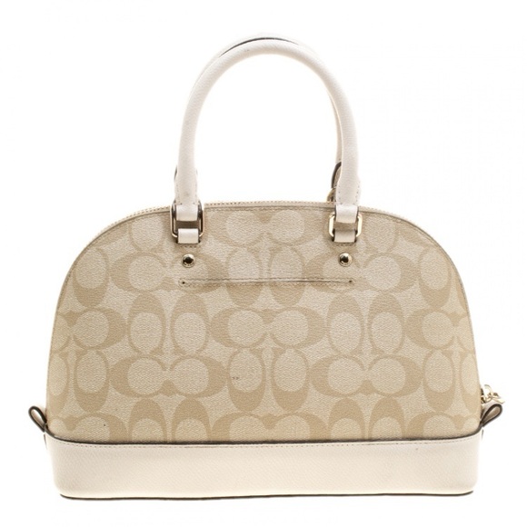 Coach Beige/White Signature Coated Canvas and Leather Sierra Satchel - Picture 3 of 14